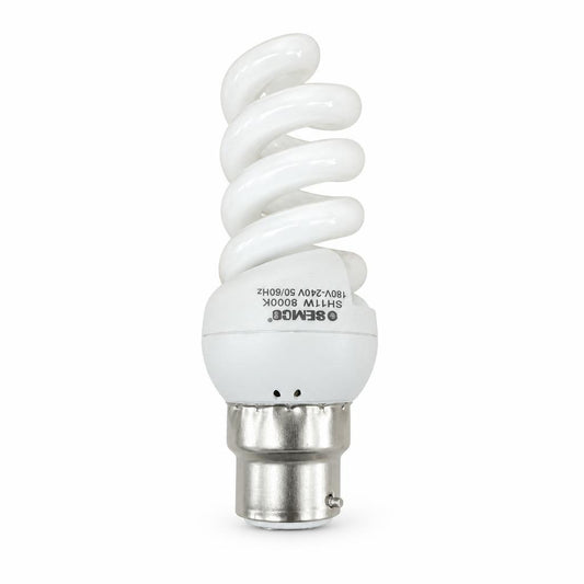 Semco 11W Spiral Light Bulb with standard bayonet cap