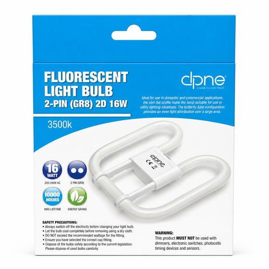 Elpine Fluorescent Light Bulb packaging back view showing safety instructions and barcode
