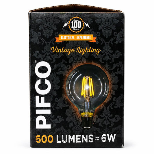 Pifco Vintage Lighting 600 Lumens Light Bulb Packaging Front