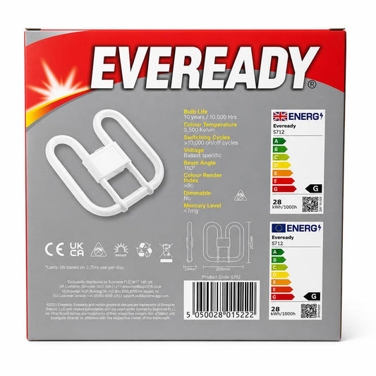 Eveready 2 Pin Energy Lamp box back view