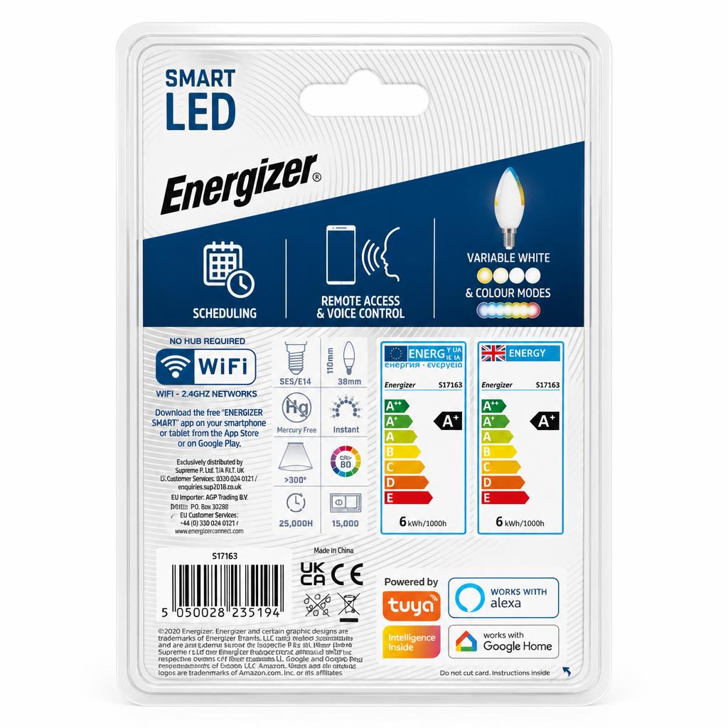 Energizer Smart LED Candle packaging back
