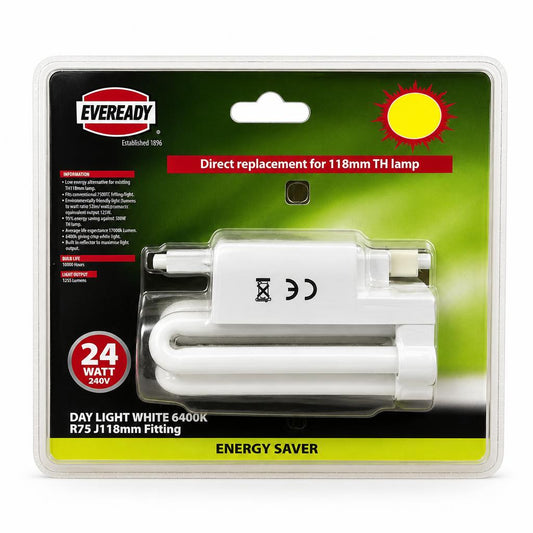 Eveready R7S Energy Saver Light Bulb Packaging Back