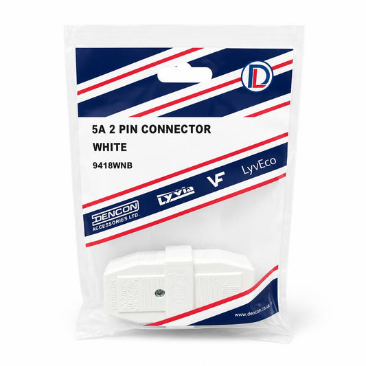Dencon 5A 2 Pin Connector White in packaging