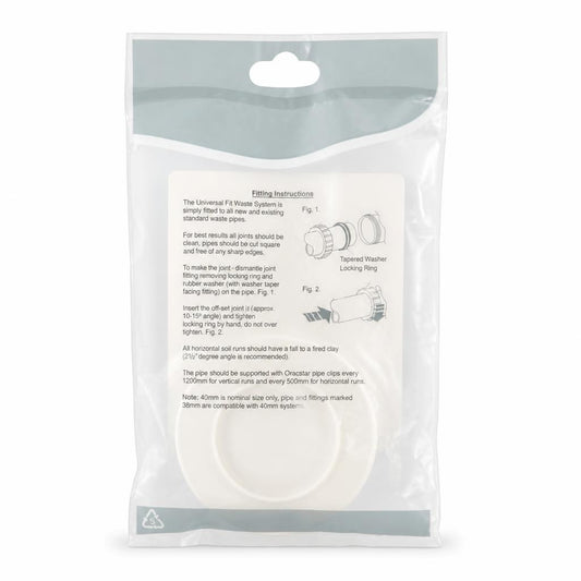 Back of Oracstar Waste Pipe Hole Cover packaging showing installation instructions