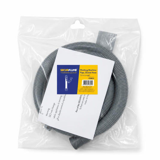 Front view of SecurPlumb Washing Machine Outlet Hose packaging