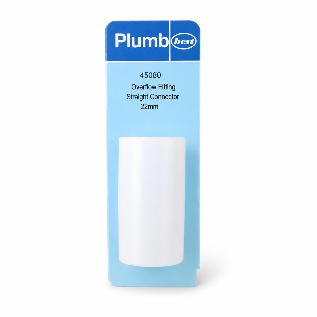 Plumb Best Overflow Fitting Straight Connector packaging front view