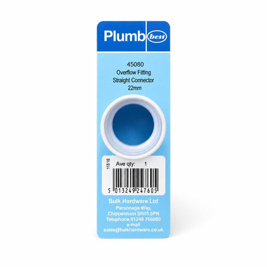 Plumb Best Overflow Fitting Straight Connector packaging back view