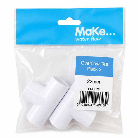 Front packaging of Make Overflow Tee Pack 2 with product details.
