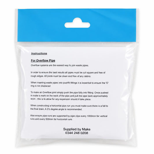 Back packaging of Make Overflow Tee Pack 2 with installation instructions.
