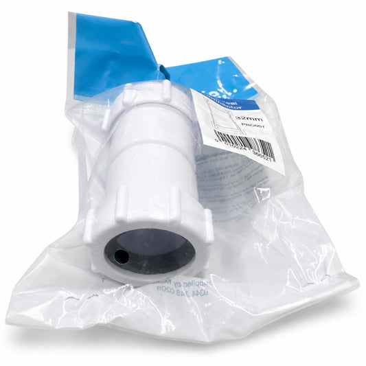 Side view of Make Water Flow Universal Connector 32mm packaging
