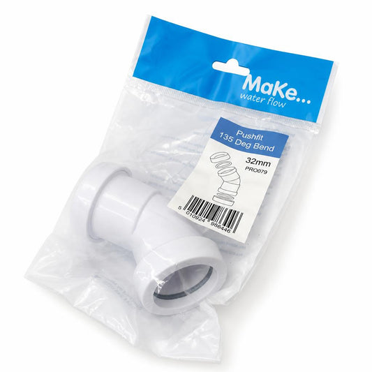 Side view of the Make Water Flow Pushfit Bend in packaging