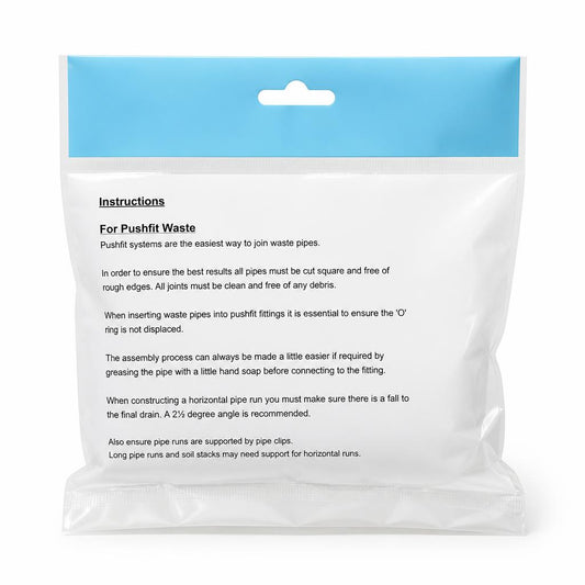 Back view of McAlpine Pushfit packaging with instructions