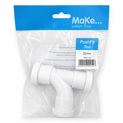 Front view of Make PushFit Tee 32mm packaging
