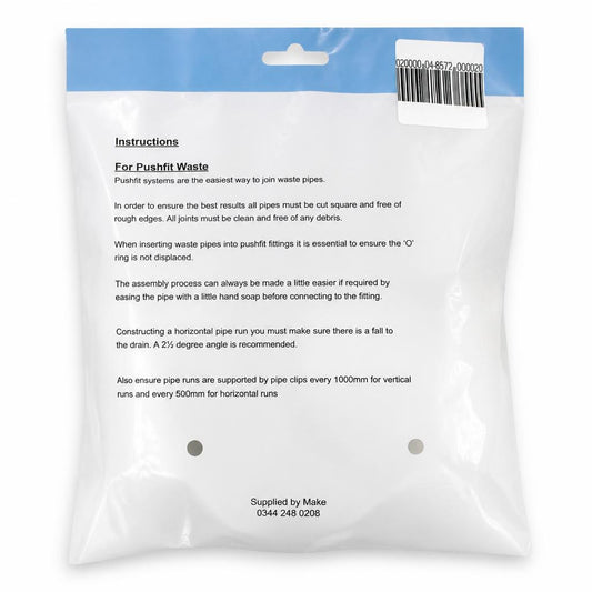 Back view of instructions for Make PushFit Tee 32mm