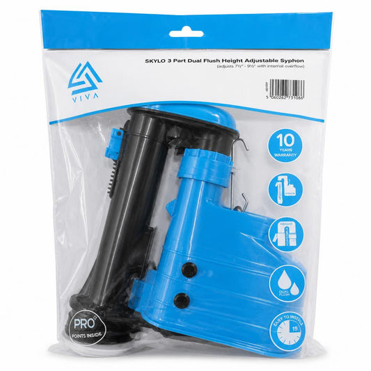 Viva Skylo Dual Flush Adjustable Syphon packaging front view