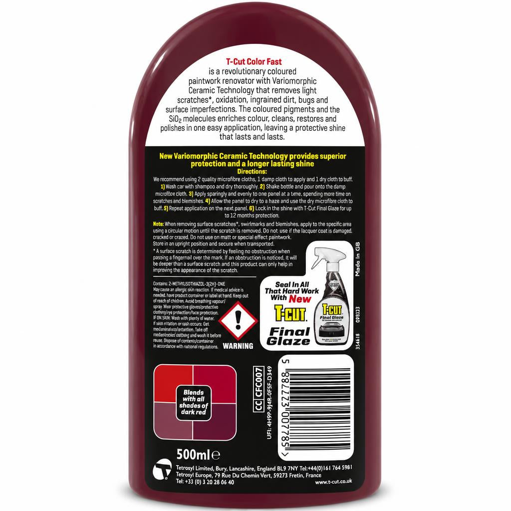 T-Cut Color Fast paintwork renovator back packaging