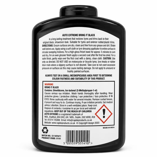 Auto Extreme Bring It Black Safety Information