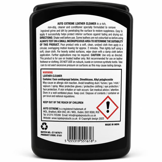 Auto Extreme Leather Cleaner back instructions
