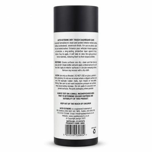 Instructions and Barcode on Auto Extreme Dry Touch Dashboard Care 300ml