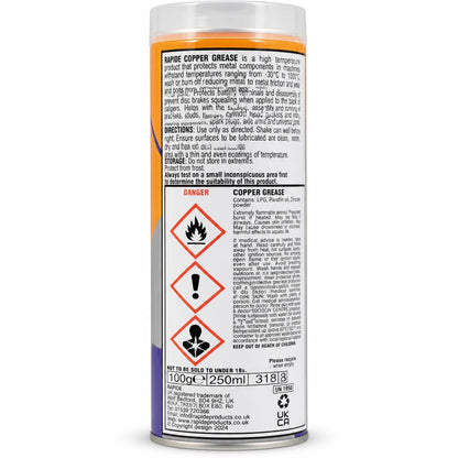 Rapide Copper Grease back packaging