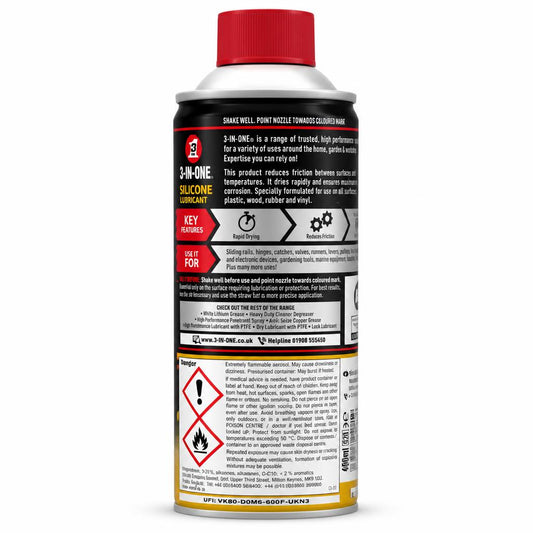 3-IN-ONE silicone lubricant back packaging