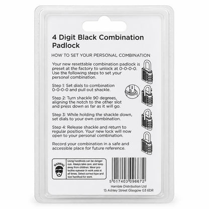 Instructions for Blackspur Combination Padlock with barcode