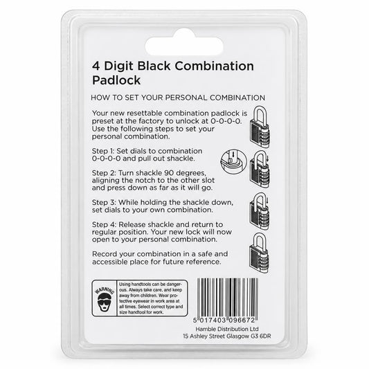 Instructions for Blackspur Combination Padlock with barcode
