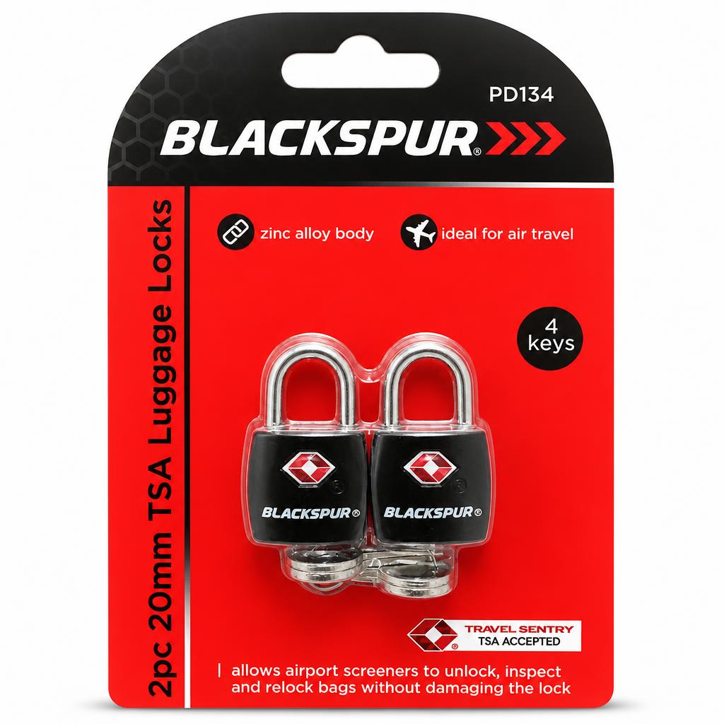 Blackspur 2pc TSA luggage locks on retail card packaging