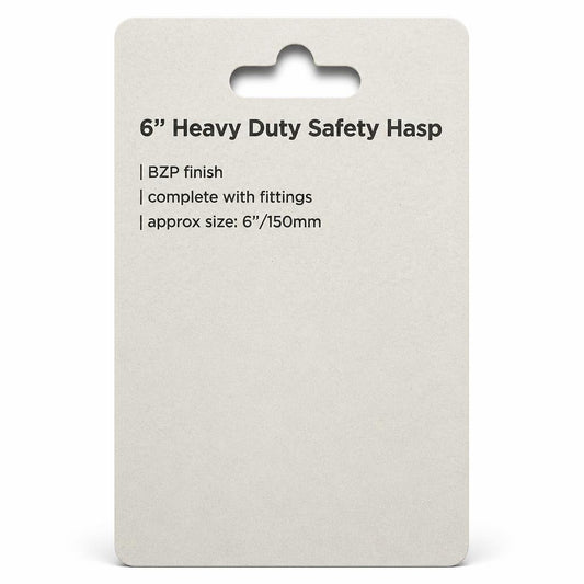 Back of the Blackspur safety hasp packaging showing specifications