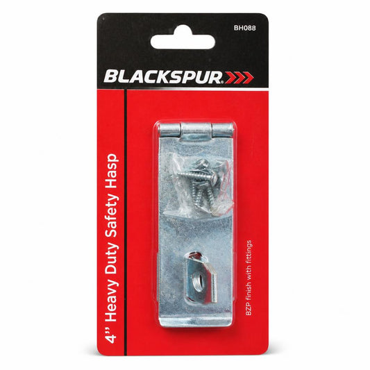 Side view of Blackspur 4" Heavy Duty Safety Hasp packaging