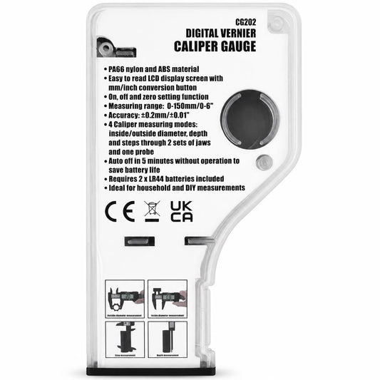 ProUser Digital Vernier Caliper Gauge GC202 Back Packaging