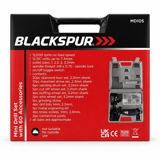 Blackspur Mini Drill Set MD105 packaging back view