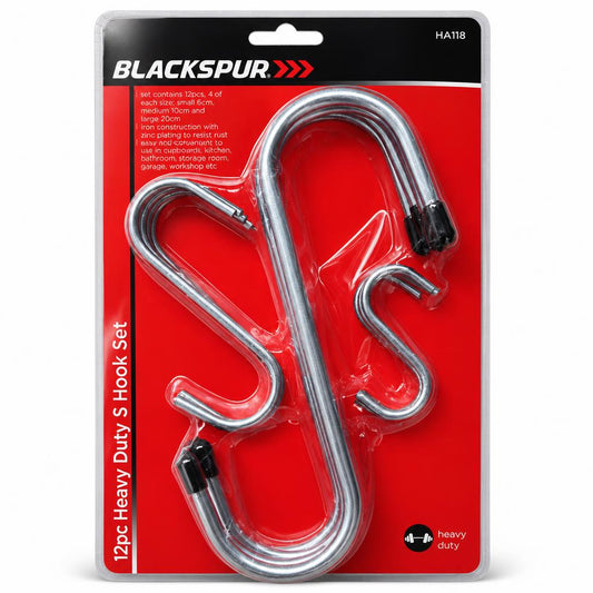 Blackspur 12pc Heavy Duty S Hook Set packaging front