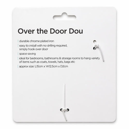 Ashley Housewares Over the Door Double Hook packaging back