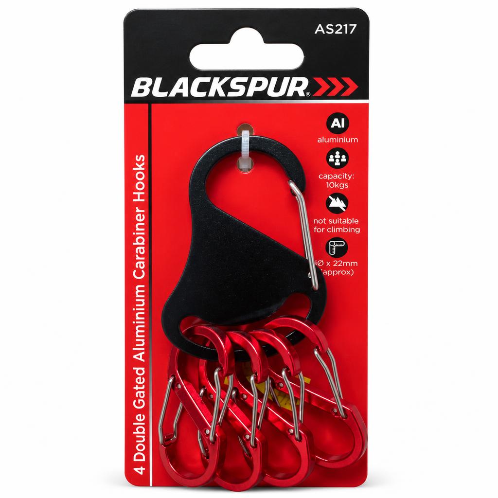 Blackspur Double Gated Carabiner Hooks Packaging Front