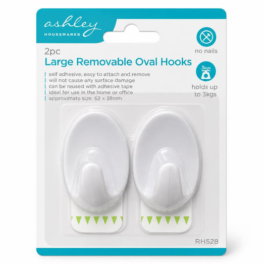 Ashley Housewares Large Removable Oval Hooks front packaging