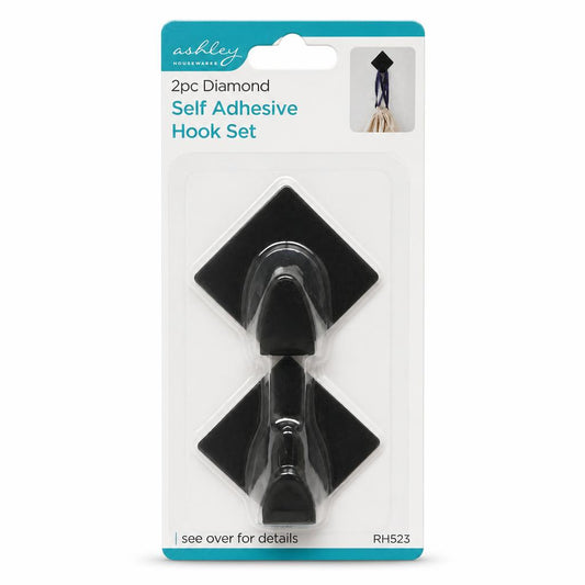 Ashley Housewares 2pc Diamond Self Adhesive Hook Set packaging