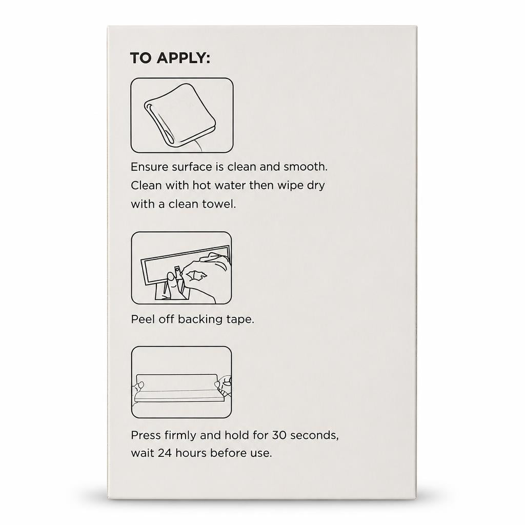 Instructions for Ashley Housewares Self Adhesive Key Holder packaging back