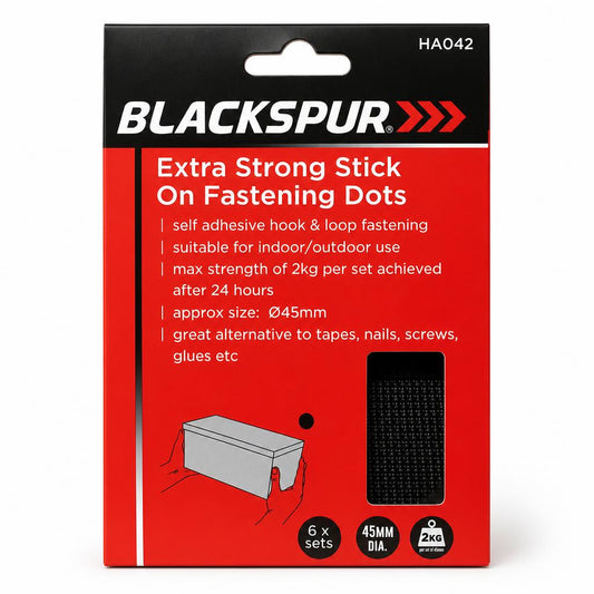 Blackspur Extra Strong Stick On Fastening Dots packaging front