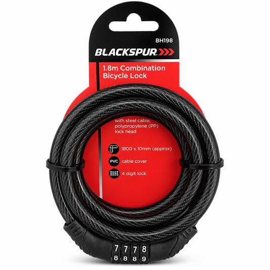 Blackspur 1.8m Combination Bicycle Lock packaging front