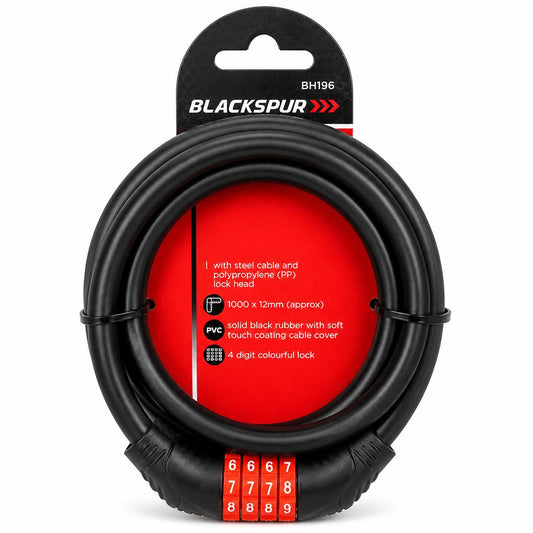 Blackspur BH196 1m Combination Bicycle Lock front view