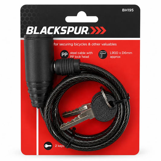 Blackspur cable bike lock with keys