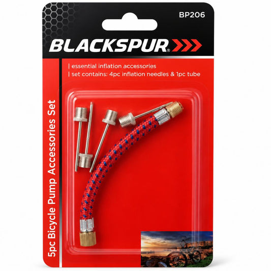 Blackspur 5pc Bicycle Pump Accessories Set packaging