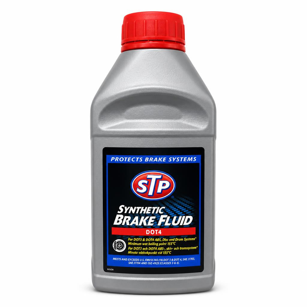 Front packaging of STP Synthetic Brake Fluid DOT 4 500ml