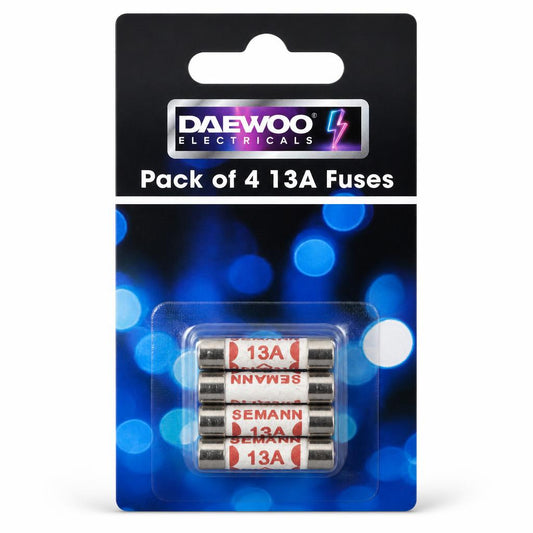 Front packaging of Daewoo Electricals 13A Fuse Pack of 4
