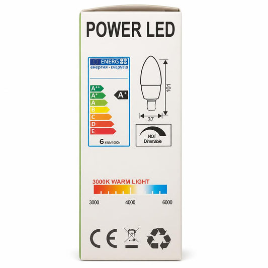 Power Plus LED Bulb Candle 6W packaging side