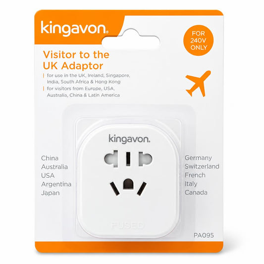 Kingavon Visitor to the UK Adaptor packaging front view