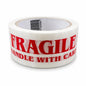 Roll of Fragile Handle With Care Tape on a cardboard box