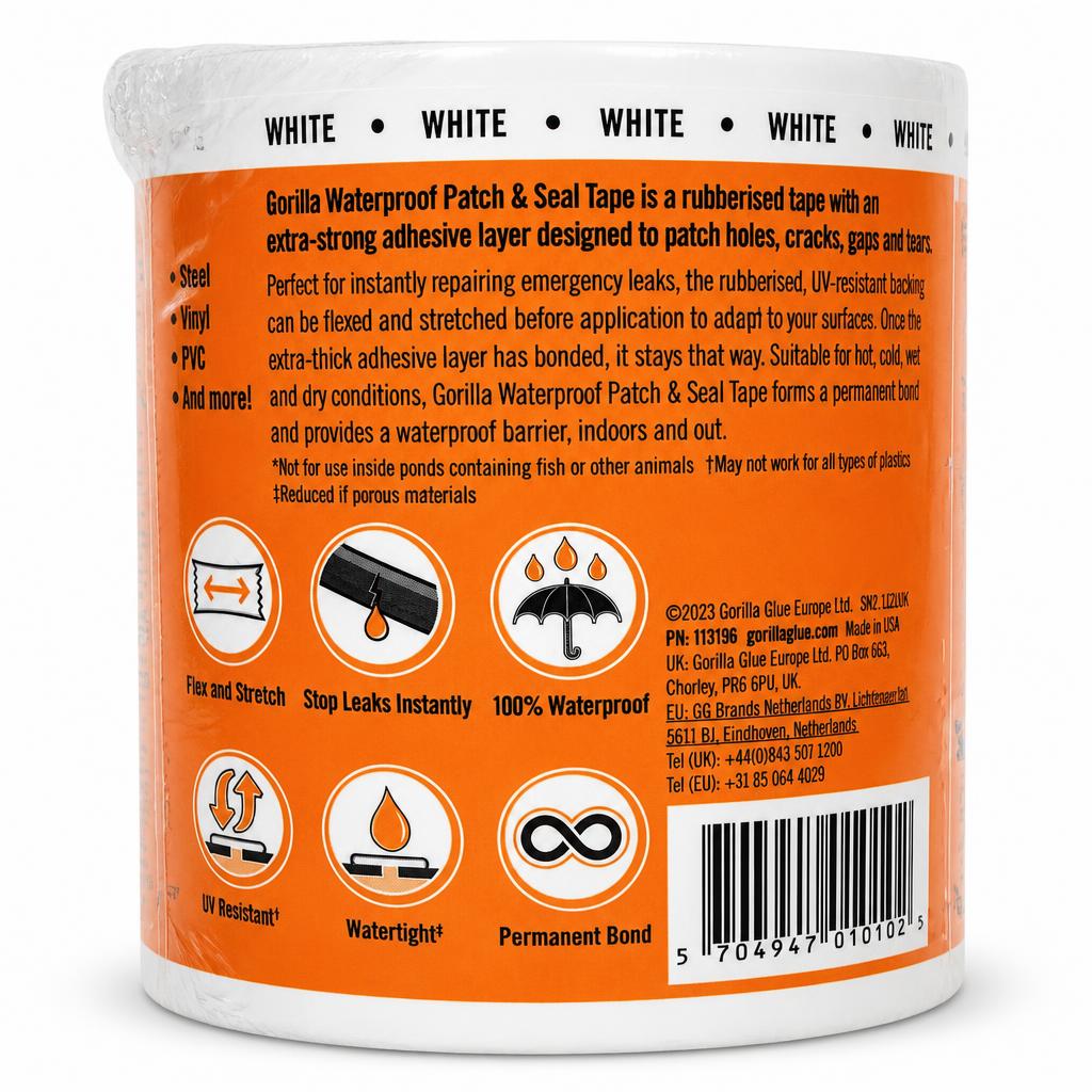 Gorilla Waterproof Patch & Seal Tape packaging back