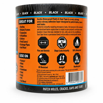 Gorilla Waterproof Patch & Seal Tape Black packaging with details